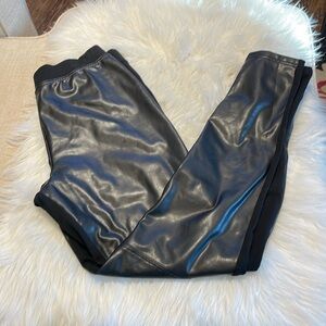 Leggings with faux leather front
